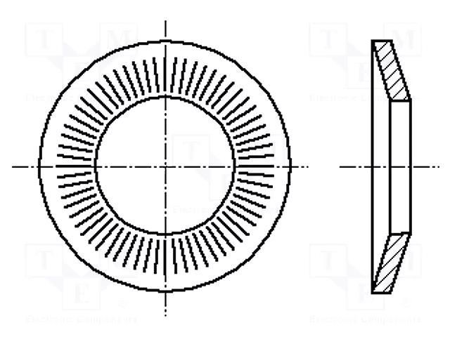 Washer; conical; M12; D=27mm; h=3.1mm; spring steel; Plating: zinc BOSSARD B12/BN13292