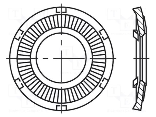 Washer; round,externally serrated; M3; D=6mm; spring steel BOSSARD B3/BN20192