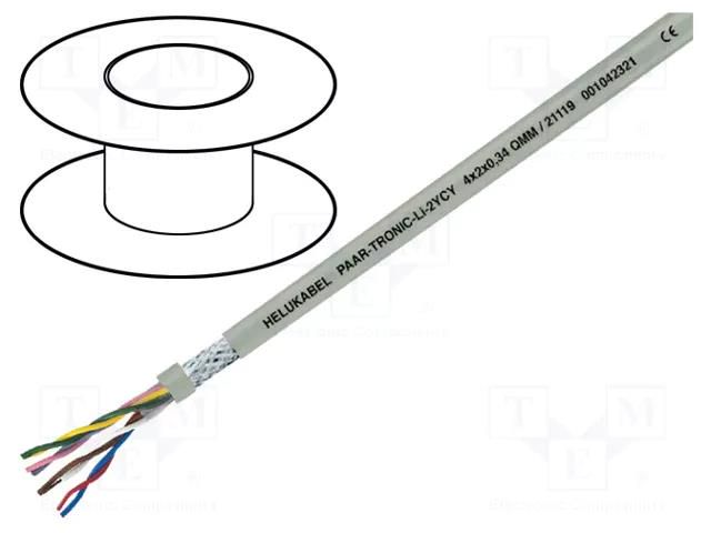 Wire; PAAR-TRONIC Li-2YCY; 3x2x0.22mm2; PE; grey; 250V; CPR: Eca HELUKABEL LI-2YCY3X2X0.22