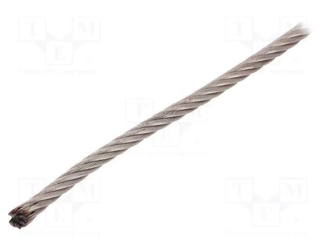 Rope; acid resistant steel A4; Ørope: 5mm; L: 50m; 443kg KRAFTBERG L7X19-F5-A4/50M