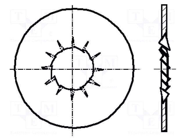 Washer; internally serrated; M6; D=14.2mm; h=0.7mm; spring steel BOSSARD B6/BN785