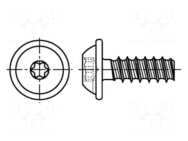 Screw; for plastic; 2.2x10; Head: button; Torx® PLUS; 6IP; steel BOSSARD B2.2X10/BN20040