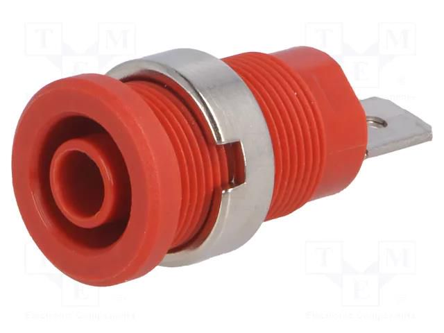 Connector: 4mm banana; socket; 24A; red; nickel plated; 34mm SCHÜTZINGER SEB7080NI-RT