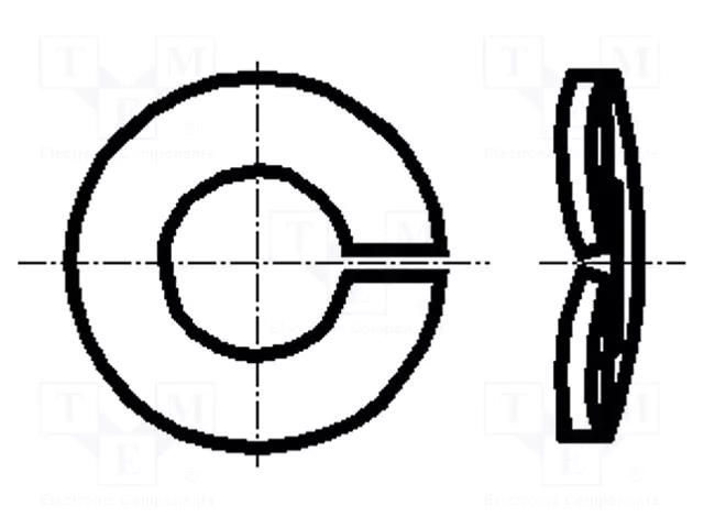 Washer; spring; M10; D=18.1mm; h=2.85mm; steel; Plating: zinc BOSSARD B10/BN769