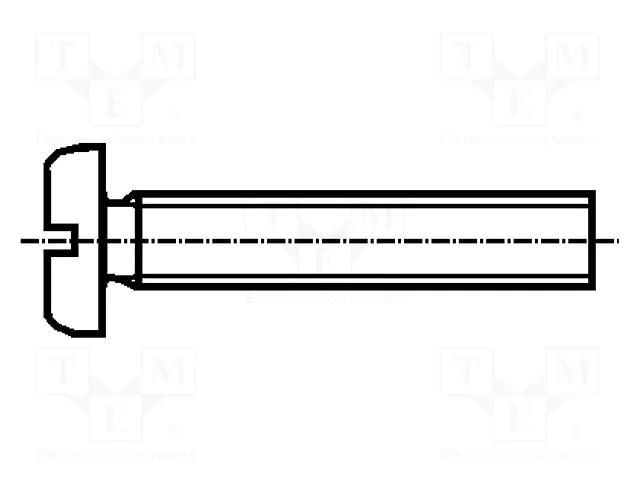 Screw; M3x25; 0.5; Head: cheese head; slotted; polyamide; DIN 85A BOSSARD B3X25/BN1062