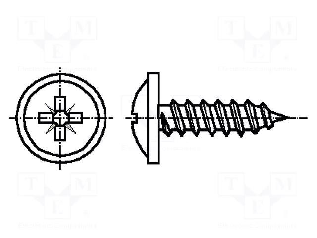 Screw; with flange; 2.9x6.5; Head: button; Pozidriv; PZ1; steel BOSSARD B2.9X6.5/BN14072