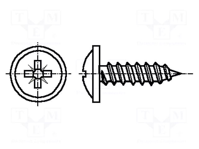Screw; with flange; 2.9x16; Head: button; Pozidriv; PZ1; steel; zinc BOSSARD B2.9X16/BN14072