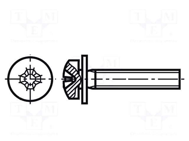 Screw; M3x6; 0.5; Head: cheese head; Phillips; PH1; steel; zinc BOSSARD B3X6/BN1719