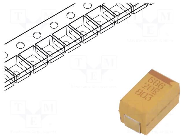 Capacitor: tantalum; low ESR; 68uF; 20VDC; SMD; X; 2917; ±10%; T495 KEMET T495X686K020ATE150