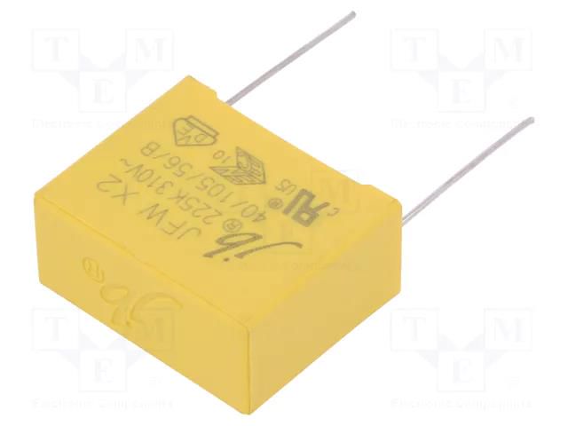 Capacitor: polypropylene; suppression capacitor,X2; 2.2uF; THT Jb Capacitors JFW-2.2U/310-P27