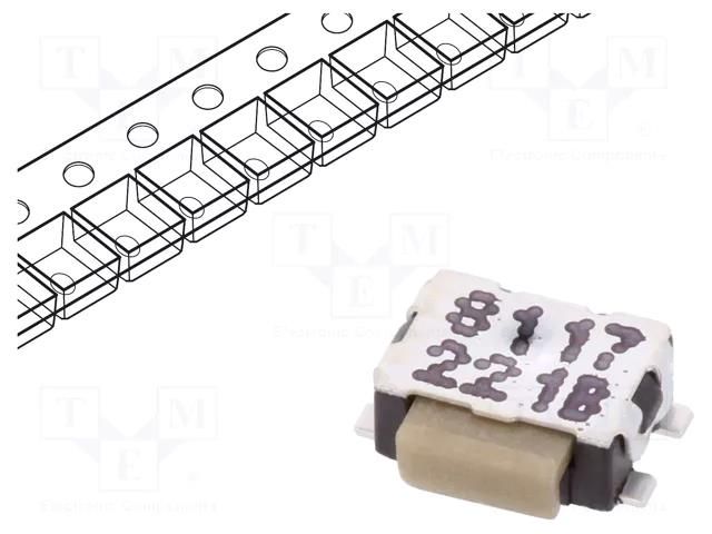 Microswitch TACT; SPST-NO; Pos: 2; 0.05A/32VDC; angular,SMT; none C&K KMS221GLFS