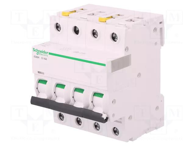 Circuit breaker; 400VAC; Inom: 16A; Poles: 4; Charact: D; 10kA; IP20 SCHNEIDER ELECTRIC A9F08416