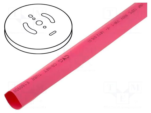 Heat shrink sleeve; glueless; 2: 1; 25.4mm; red; polyolefine; reel CYG/KTG CB-HFT25.4-RD