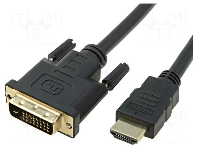 Cable; DVI-D (24+1) plug,HDMI plug; PVC; 5m; black VCOM CG481G-050-PB