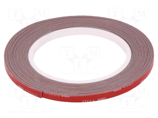 Tape: fixing; W: 6mm; L: 5.5m; Thk: 1.1mm; acrylic; grey; max.230°C 3M 3M-110-6-5