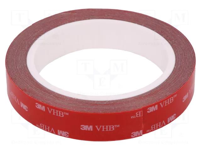 Tape: fixing; W: 19mm; L: 5m; Thk: 0.6mm; acrylic; grey; max.230°C 3M 3M-60-19-5