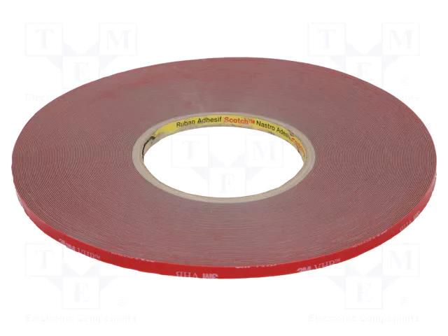 Tape: fixing; W: 6mm; L: 33m; Thk: 0.6mm; acrylic; grey; max.230°C 3M 3M-60-6-33