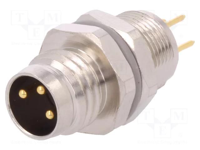 Connector: M8; male; PIN: 3; 60V; IP67; unshielded; socket; 2.5÷3.5mm TE Connectivity T4042014031-000