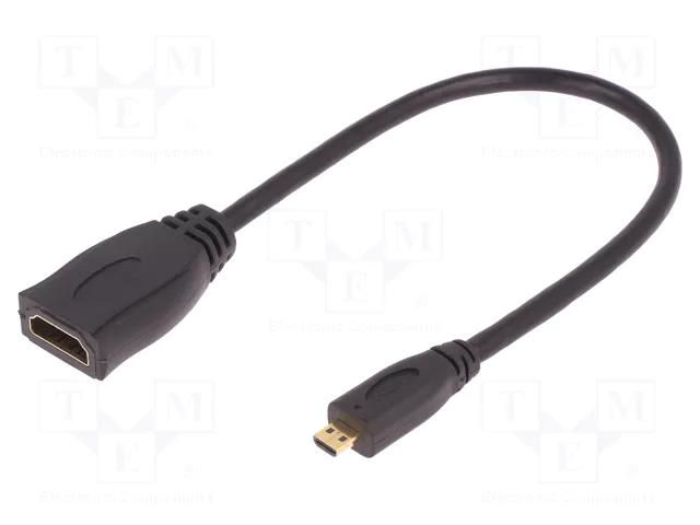 Cable; HDMI socket,micro HDMI plug; PVC; 0.2m; black; HDMI 1.4 QOLTEC QOLTEC-50399