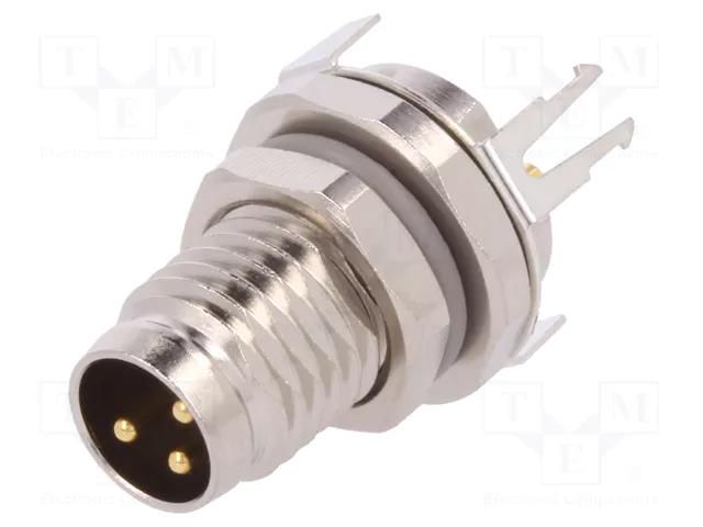 Connector: M8; male; PIN: 3; 60V; IP67; shielded; socket; 2.5÷4mm TE Connectivity T4040034031-000