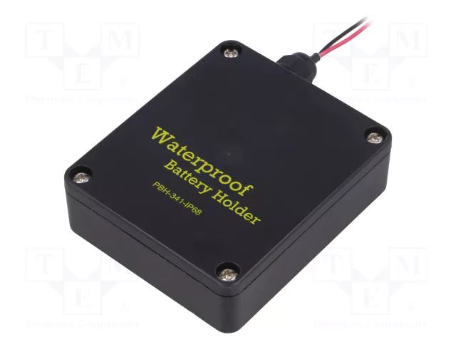 Holder; AA,R6; Batt.no: 4; cables; 150mm; black; IP68 COMF PBH-341-IP68-AS