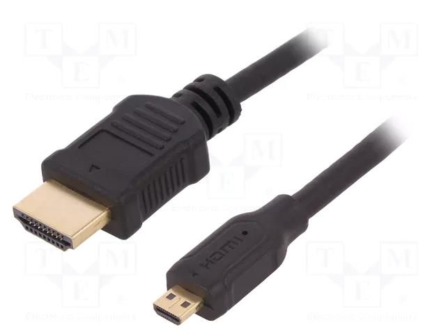 Cable; HDMI plug,micro HDMI plug; PVC; 1.5m; black; HDMI 1.4 QOLTEC QOLTEC-50510