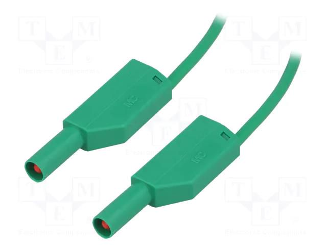 Test lead; 19A; banana plug 4mm,both sides; Urated: 1kV; green STÄUBLI SLK410-E/N-02525