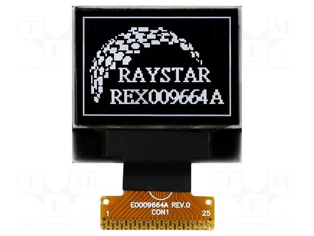 Display: OLED; graphical; 0.95"; 96x64; Dim: 24.9x22.95x1.65mm RAYSTAR OPTRONICS REX009664AWPP3N0