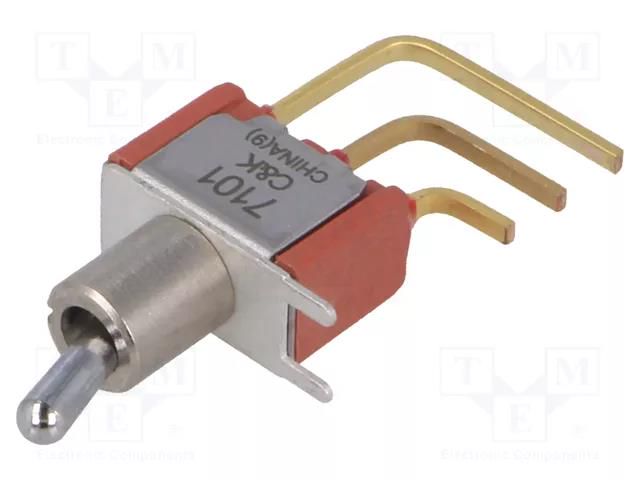 Switch: toggle; Pos: 2; SPDT; ON-ON; 0.02A/20VAC; 0.02A/20VDC; 7000 C&K 7101MD9AV2BE