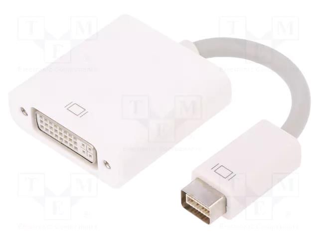 Adapter; DVI mini plug,DVI-I (24+5) socket; 170mm; white QOLTEC QOLTEC-50517