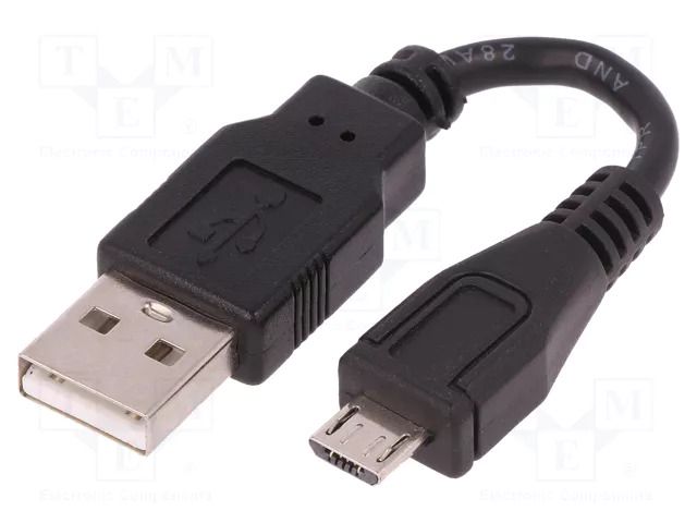 Cable; USB 2.0; USB A plug,USB B micro plug; 0.1m; black QOLTEC QOLTEC-50520