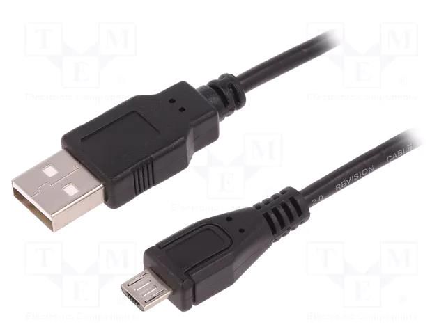 Cable; USB 2.0; USB A plug,USB B micro plug; 1m; black QOLTEC QOLTEC-50521