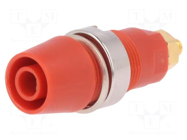 Connector: 4mm banana; socket; 32A; 1kV; red; gold-plated; screw SCHÜTZINGER SAB6922AU-RT