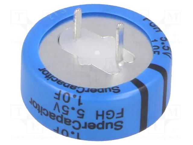 Supercapacitor; THT; 1F; 5.5VDC; -20÷80%; Body dim: Ø21.5x9.5mm KEMET FGH0H105ZF