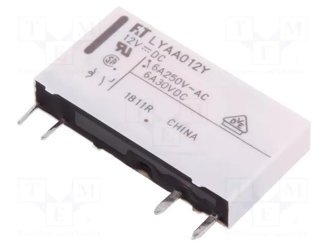 Relay: electromagnetic; SPST-NO; Ucoil: 12VDC; 6A; 6A/250VAC; PCB FCL Components FTR-LYAA012Y