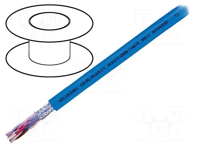 Wire; OB-BL-PAAR-CY; 4x2x0.75mm2; shielded,tinned copper braid HELUKABEL OB-BLP-CY4X2X0.75