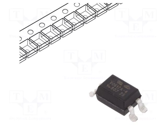 Optocoupler; SMD; Ch: 1; OUT: transistor; Uinsul: 5.3kV; Uce: 80V VISHAY VO617A-4X017T
