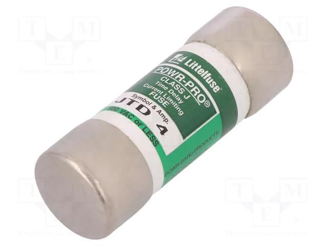 Fuse: fuse; 4A; 600VAC; 300VDC; time-lag; industrial; 20.6x57.2mm LITTELFUSE 0JTD004.T