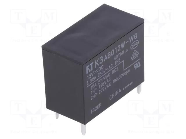Relay: electromagnetic; SPST-NO; Ucoil: 12VDC; 25A; max.250VAC FCL Components FTR-K3AB012W-WG