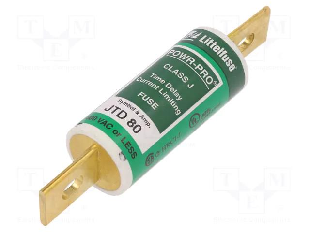 Fuse: fuse; 80A; 600VAC; 300VDC; time-lag; industrial; JTD LITTELFUSE 0JTD080.V