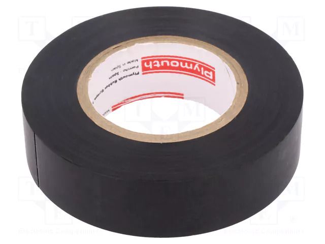 Tape: electrical insulating; W: 19mm; L: 20m; Thk: 0.15mm; black PLYMOUTH PLH-N12-19-20/BK