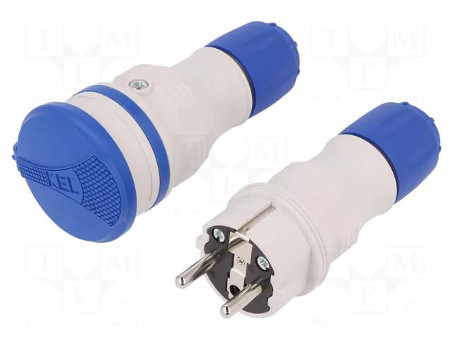 Connector: AC supply; male,female; socket,plug; 2P+PE; 250VAC; 16A PLASTROL ZWG-54/GR-BU