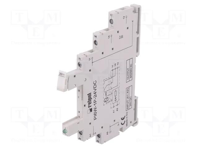 Socket; PIN: 5; 6A; 250VAC; for DIN rail mounting; screw terminals RELPOL PI6W-1P-24VDC