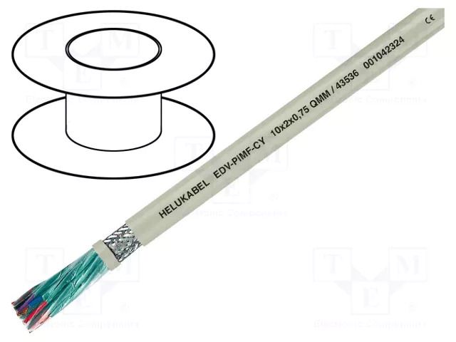 Wire; Li-2Y-CY-PIMF; 6x2x0.75mm2; PVC; grey; 300V; CPR: Eca HELUKABEL LI2YCYPIMF6X2X0.75
