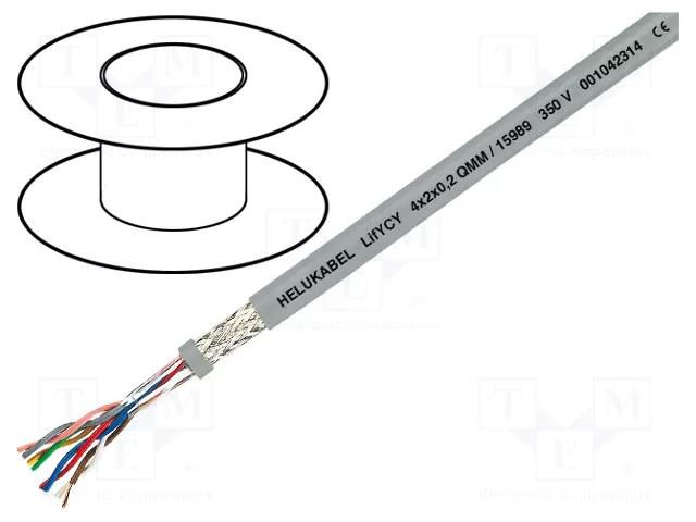 Wire: data transmission; LifYCY; 3x2x0.2mm2; grey; stranded; Cu HELUKABEL LIFYCY3X2X0.20