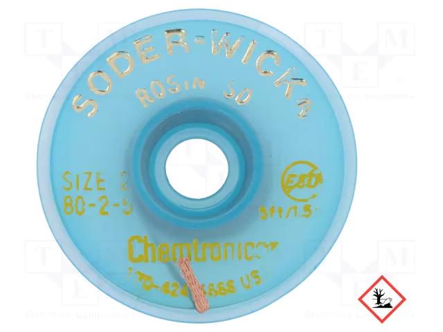 Tape: desoldering; halide-free,rosin,ROL0; W: 1.5mm; L: 1.5m; ESD CHEMTRONICS CH-SW80-2-5