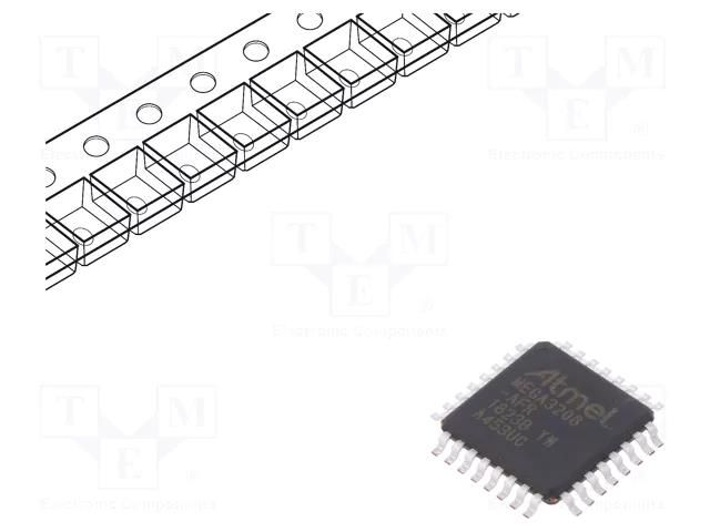 IC: AVR microcontroller; TQFP32; Interface: I2C,SPI,UART x3 MICROCHIP TECHNOLOGY ATMEGA3208-AFR