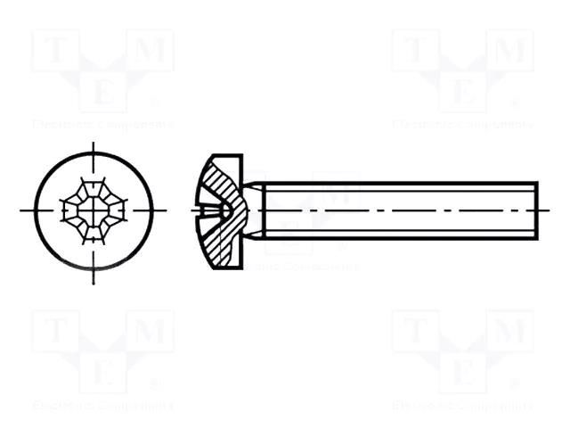 Screw; M3x25; 0.5; Head: cheese head; Phillips; PH1; DIN 7985 KRAFTBERG M3X25/D7985B