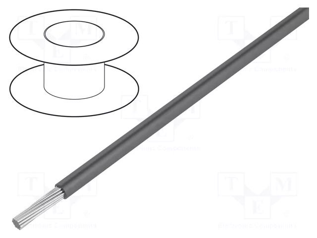 Wire; HookUp Wire; stranded; Cu; 22AWG; PVC; dark grey; 150V; 305m ALPHA WIRE 7055-SL001