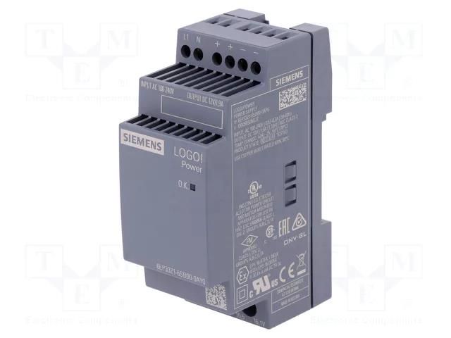 Power supply: switching; for DIN rail; 22.8W; 12VDC; 1.9A; IP20 SIEMENS 6EP3321-6SB00-0AY0